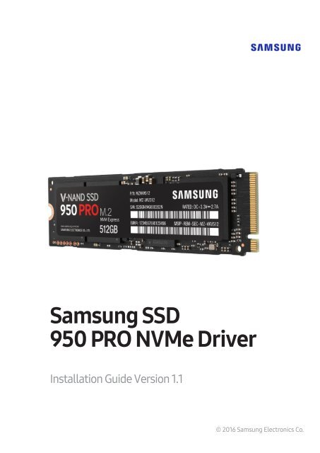 Samsung SSD 950 PRO NVMe 256GB - MZ-V5P256BW - Device(Install) (Software)  ver. 1.1 - Windows 7 / 8 /