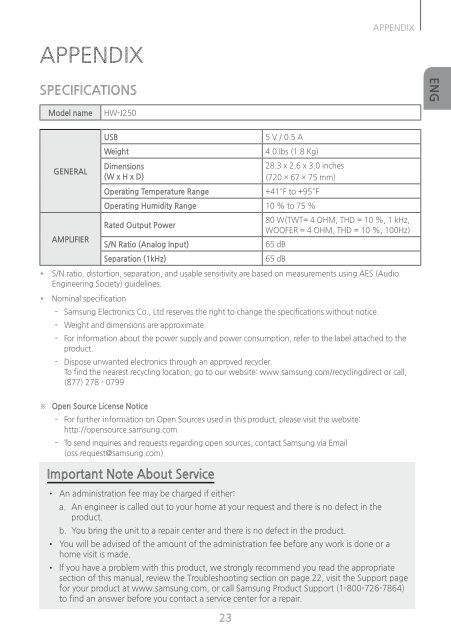 Samsung HW-J250 Soundbar - HW-J250/ZA - User Manual ver. 1.0 (ENGLISH,9.05 MB)