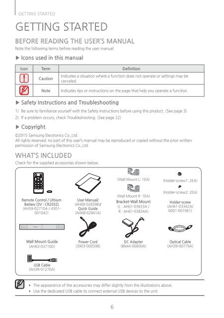 Samsung HW-J250 Soundbar - HW-J250/ZA - User Manual ver. 1.0 (ENGLISH,9.05 MB)