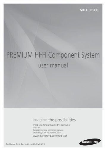 Samsung MX-HS8500 Giga Sound System - MX-HS8500/ZA - User Manual ver. 2.0 (ENGLISH,5.97 MB)
