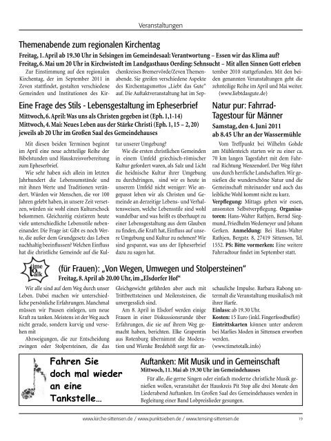 in dieser ausgabe - Ev.-luth. Kirchengemeinde Sittensen ...