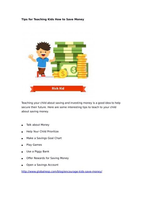 Tips For Teaching Kids How To Save Money