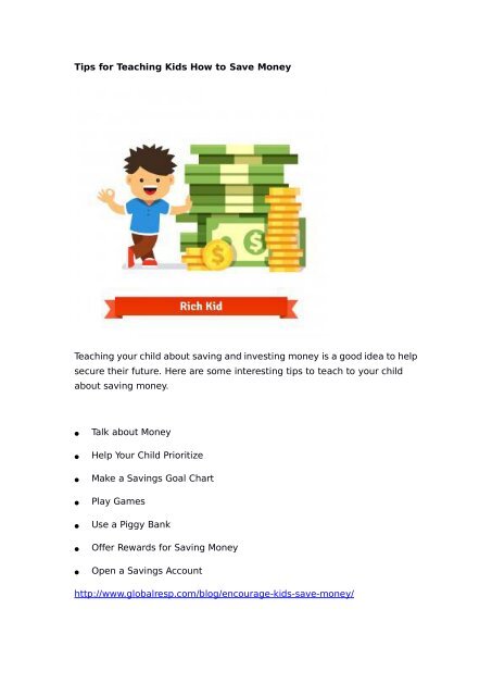 Tips for Teaching Kids How to Save Money