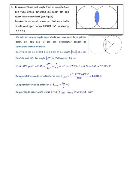 Extra opgaven cirkel (opgelost)