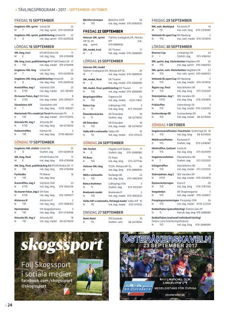 Skogssport tävlingsprogram 2017