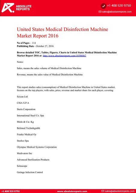 United States Medical Disinfection Machine Market