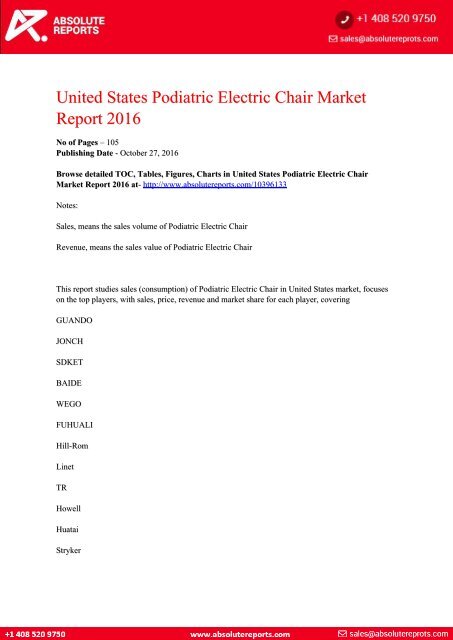 United States Podiatric Electric Chair Market