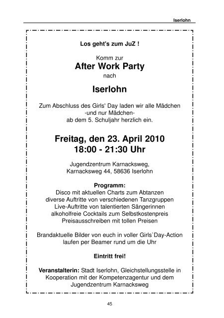 Girls' Day 2010 - Das Programm (PDF-Dokument) - Iserlohn