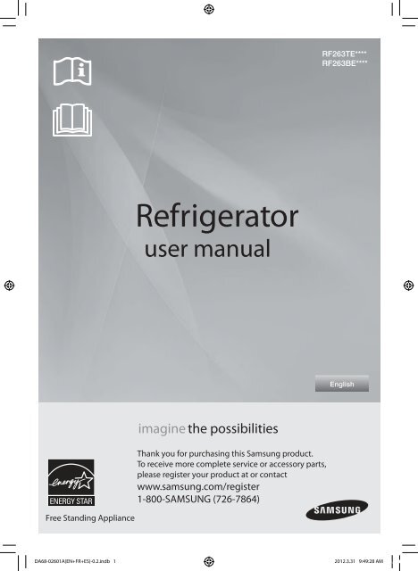 Samsung 25 cu. ft. French Door with External Water &amp; Ice Dispenser - RF263BEAESR/AA - User Manual (ENGLISH)