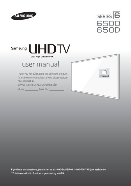 Samsung 60" Class JU6500 6-Series 4K UHD Smart TV - UN60JU6500FXZA - Quick Guide ver. 1.0 (ENGLISH,4.27 MB)