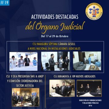 Actividades destacadas del Órgano Judicial