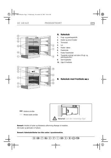 KitchenAid UVI 1340/A/1 - Refrigerator - UVI 1340/A/1 - Refrigerator DA (855066916020) Guide de consultation rapide