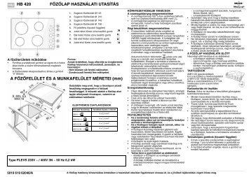 KitchenAid HB 420 - Hob - HB 420 - Hob HU (857934701000) Mode d'emploi