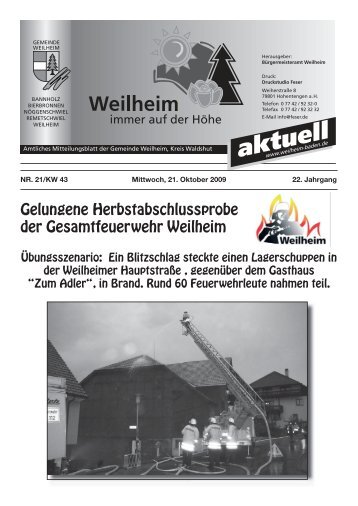 Unsere Feuerwehr - Brand-Aktuell - Gemeinde Weilheim / Baden