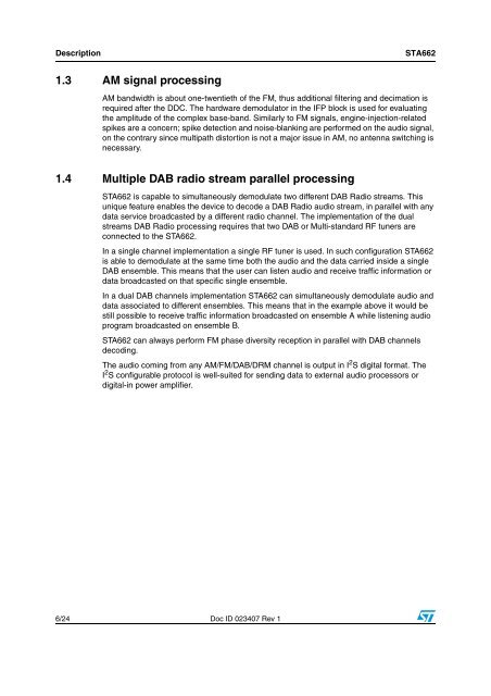 AM/FM, DAB/DAB+/DMB-A, DRM multi - STMicroelectronics