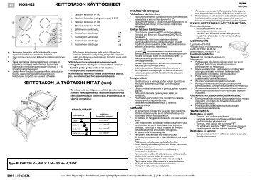 KitchenAid HOB 423/S - Hob - HOB 423/S - Hob FI (854146401000) Mode d'emploi