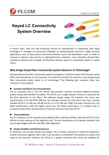 Keyed LC Connectivity System Overview