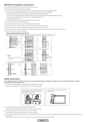 Samsung 78", 85", and 88" Large Size Wall Bracket - WMN8000SX/ZA - Installation Guide (ENGLISH)