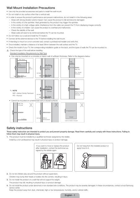 Samsung 78&quot;, 85&quot;, and 88&quot; Large Size Wall Bracket - WMN8000SX/ZA - Installation Guide ver. 1.0 (ENGLISH,0.0 MB)