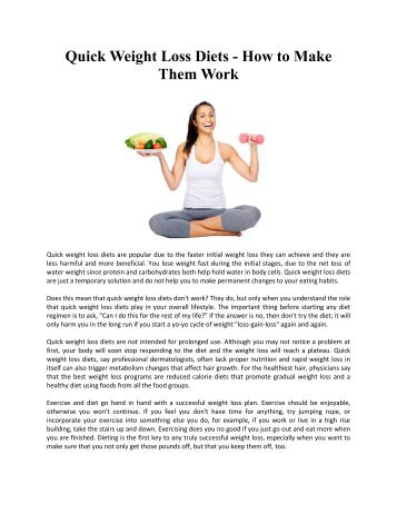 Quick Weight Loss Diets - How to Make Them Work