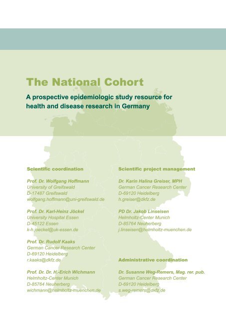 Scientific Concept of the National Cohort (status ... - Nationale Kohorte