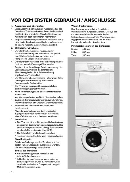 KitchenAid Indiana A - Dryer - Indiana A - Dryer DE (857534112060) Istruzioni per l'Uso