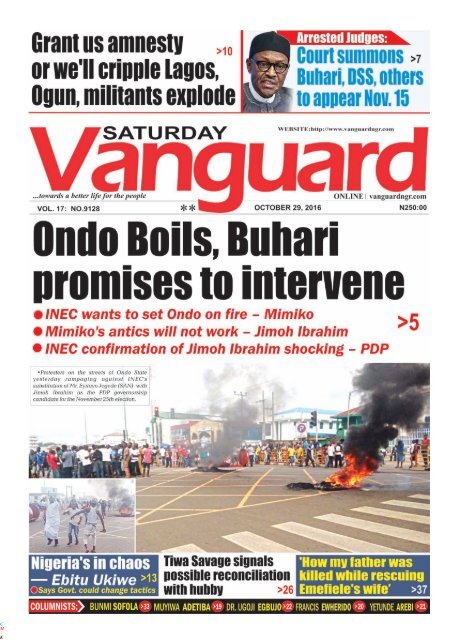 Ondo Boils, Buhari promises to intervene