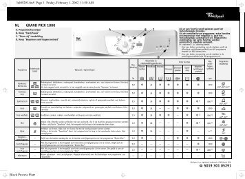 KitchenAid GRAND PRIX 1000 - Washing machine - GRAND PRIX 1000 - Washing machine NL (857061012900) Scheda programmi