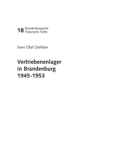 Vertriebenenlager in Brandenburg 1945 - 1953 - Brandenburgische ...