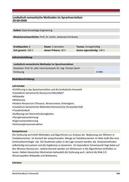 Modulhandbuch Wirtschaftsinformatik | B.Sc. und M.Sc.