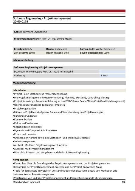 Modulhandbuch Wirtschaftsinformatik | B.Sc. und M.Sc.