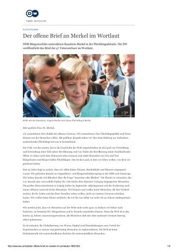 2015-10 • Offener Brief an Angela Merkel • Deutsche Welle