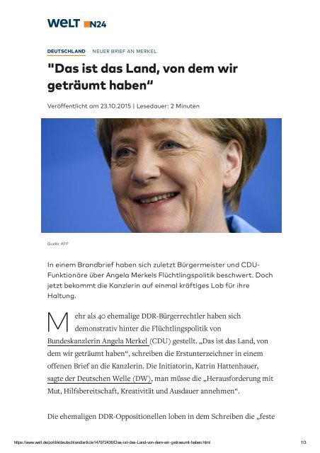 2015-10 • Offener Brief an Bundeskanzlerin Angela Merkel