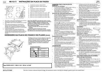 KitchenAid HB 423 S - Hob - HB 423 S - Hob PT (854146401100) Mode d'emploi