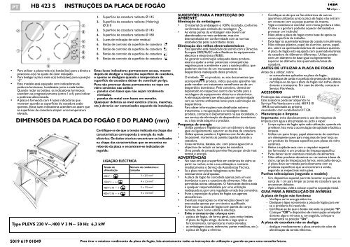 KitchenAid HB 423 S - Hob - HB 423 S - Hob PT (854146401100) Mode d'emploi