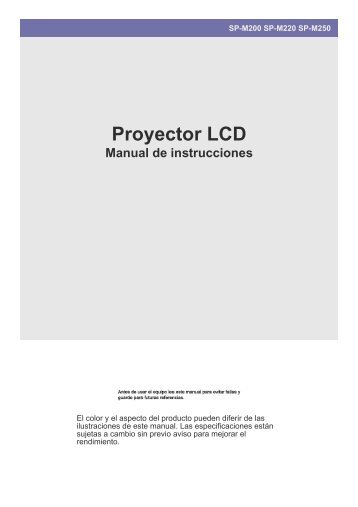 Samsung Classroom LCD Data Projector - SP2203XWX/ZA - User Manual ver. 1.0 (SPANISH,1.78 MB)