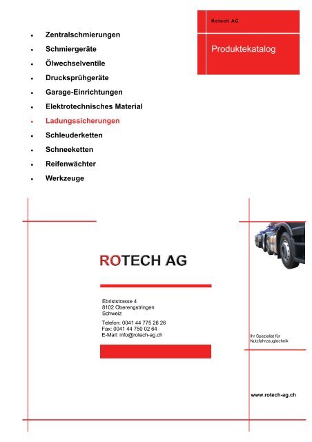 Rotech AG Sortimentskatalog Ladungssicherungen - Rotech-ag.ch