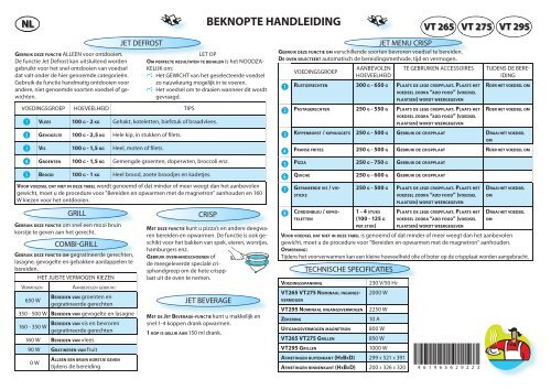 KitchenAid VT 265 WH - Microwave - VT 265 WH - Microwave NL (858726599290) Guide de consultation rapide