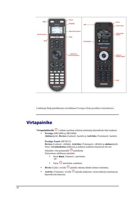 Philips Prestigo Universal remote control - User manual - FIN