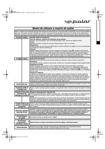 KitchenAid PDP 1000 - Washing machine - PDP 1000 - Washing machine RO (858042510000) Guide de consultation rapide