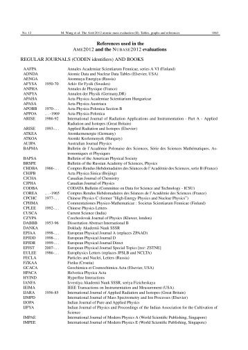 References used in the AME2012 and the N UBASE2012 ...