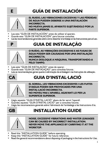 KitchenAid MWA 0814 FWN - Washing machine - MWA 0814 FWN - Washing machine PT (852120015000) Guide d'installation