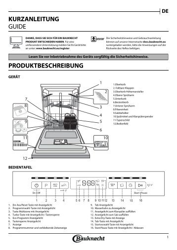 KitchenAid OBBO Super Eco X - Dishwasher - OBBO Super Eco X - Dishwasher DE (859991028020) Setup and user guide