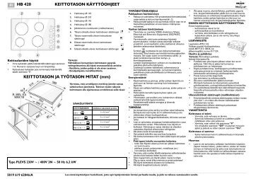 KitchenAid HB 420 - Hob - HB 420 - Hob FI (857934701000) Mode d'emploi