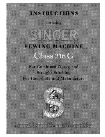 Singer 216G - English - User Manual