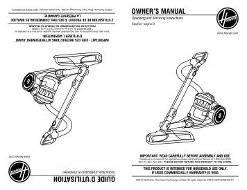 Hoover WindTunnelÂ® Airâ¢ Bagless Canister - SH40070CDI - Manual