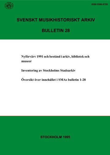stockholm 1995 svenskt musikhistoriskt arkiv bulletin 28