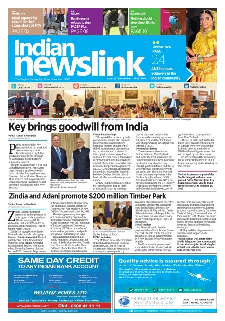 November 1, 2016 Indian Newslink Digital Edition