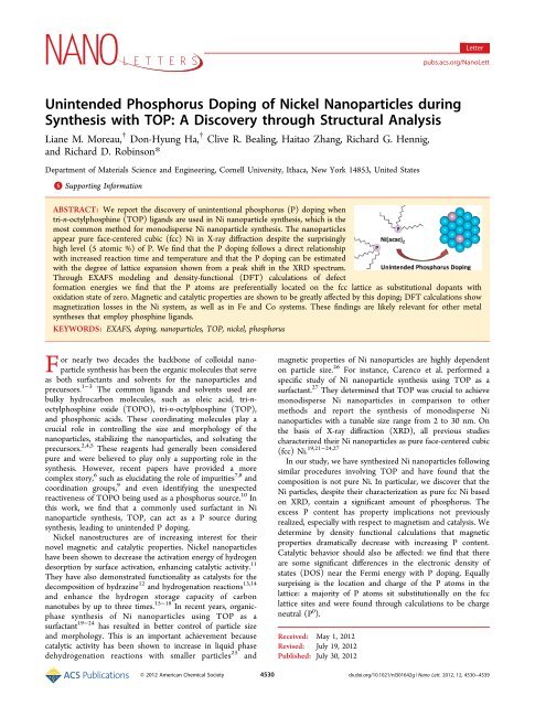 Nano Letters - Robinson Group