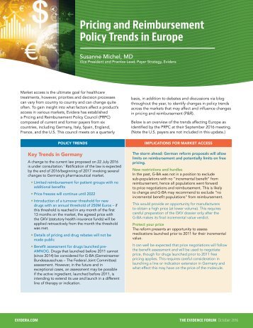 Pricing and Reimbursement Policy Trends in Europe